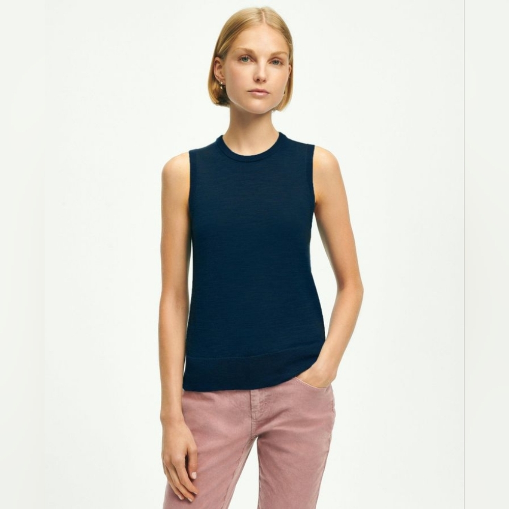 Brooks Brothers Navy Sleeveless Knit Tank Top